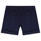 Younger Boys Navy Blue Teddy Bear Logo Shorts, 1, hi-res